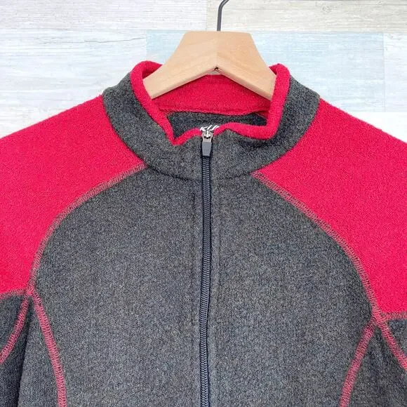 KUHL Alfpaca Fleece Jacket Brown Red Full Zip Pockets Thumbholes Womens Small